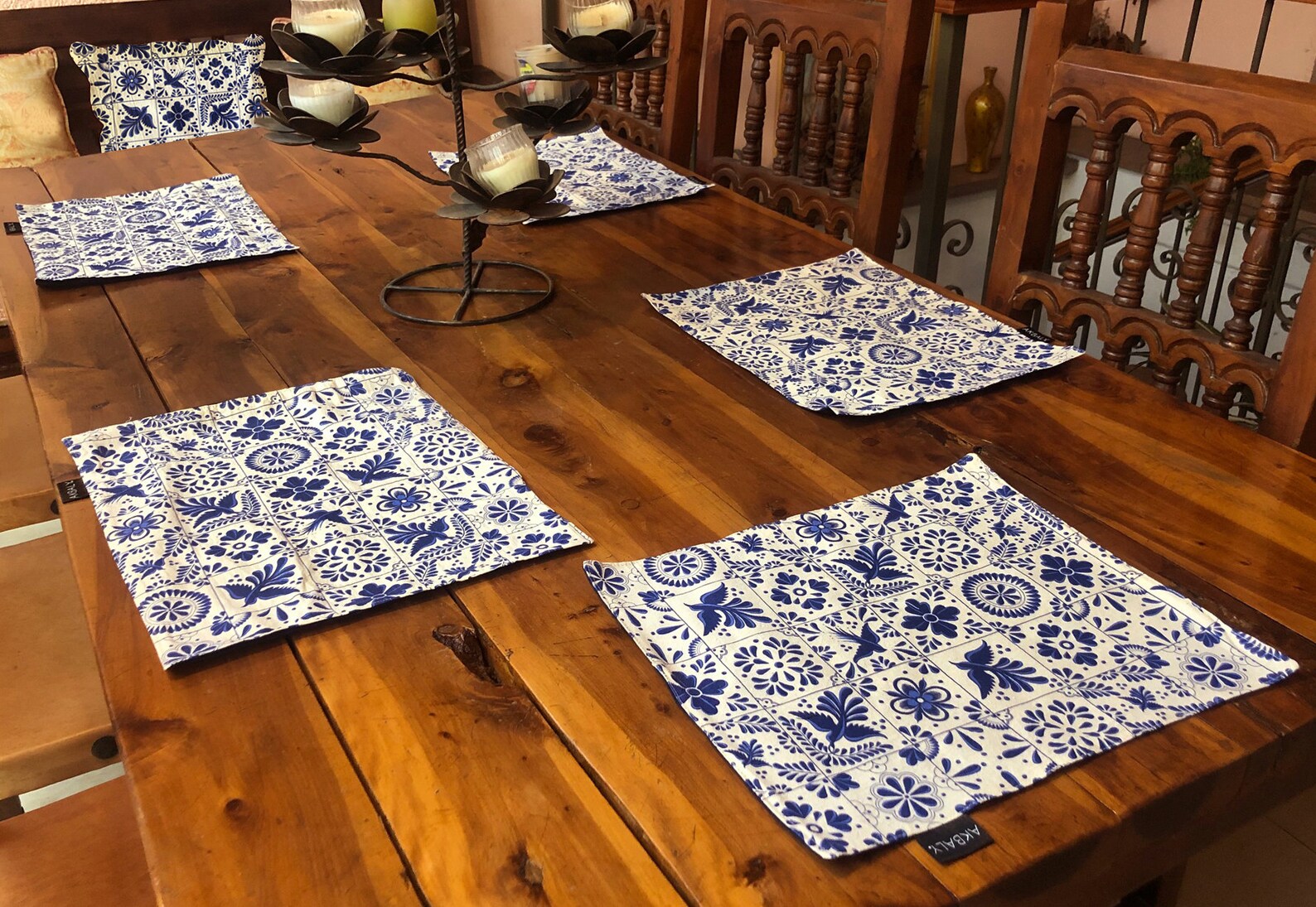 Placemats Mexican Talavera Tiles Cotton Canvas placemats Etsy