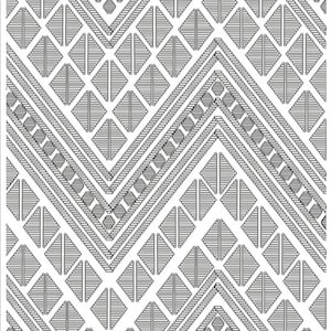 May include: A black and white geometric pattern with a repeating diamond shape design. The pattern is made up of thin lines that create a subtle texture.