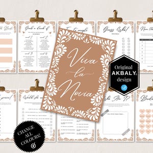 Viva La Novia Talavera Bridal Games Bundle | Papel Picado Bridal Stationery | Clay Talavera Wedding Prints | Canva Edit | Instant Download! image 1