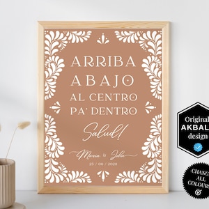Talavera Wedding Up, Down, To The Center, In, Cheers! Bar Sign | Barro Talavera Theme Wedding Party | Canva Edit | Instant Download