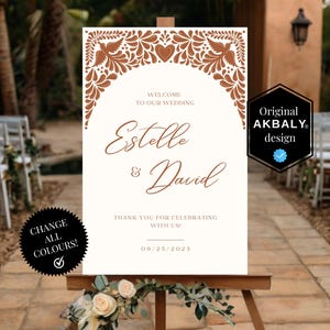 Wedding Welcome Sign Templates, Mexican Talavera Inspired | Set of 3 Formats | Modern Wedding Signage | Easy Canva Edit | Instant Download!