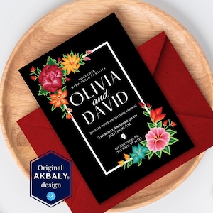 Mexican Wedding Invitation & Save the Date Set | Oaxaca Floral Design #4B | Floral Wedding Invite | SP+EN | CanvaEdit | Instant Download!