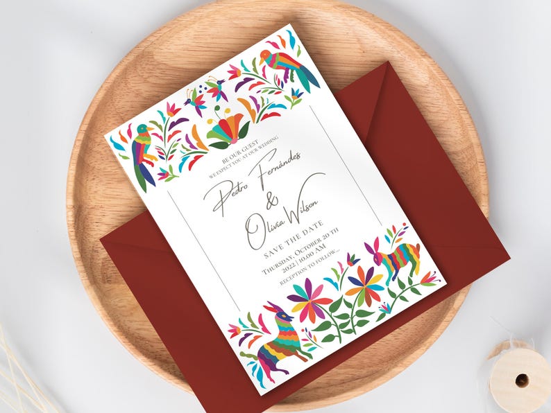Customizable Mexican Wedding Invitation & Save the Date - Colorful ...