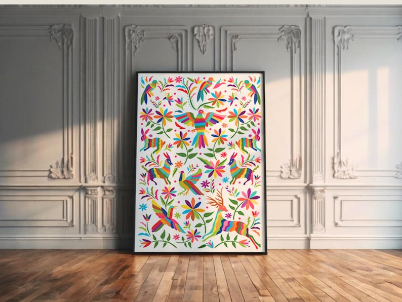 Colorful Printable Wall Art Mexico Otomi | Abstract Art Print | Modern ...