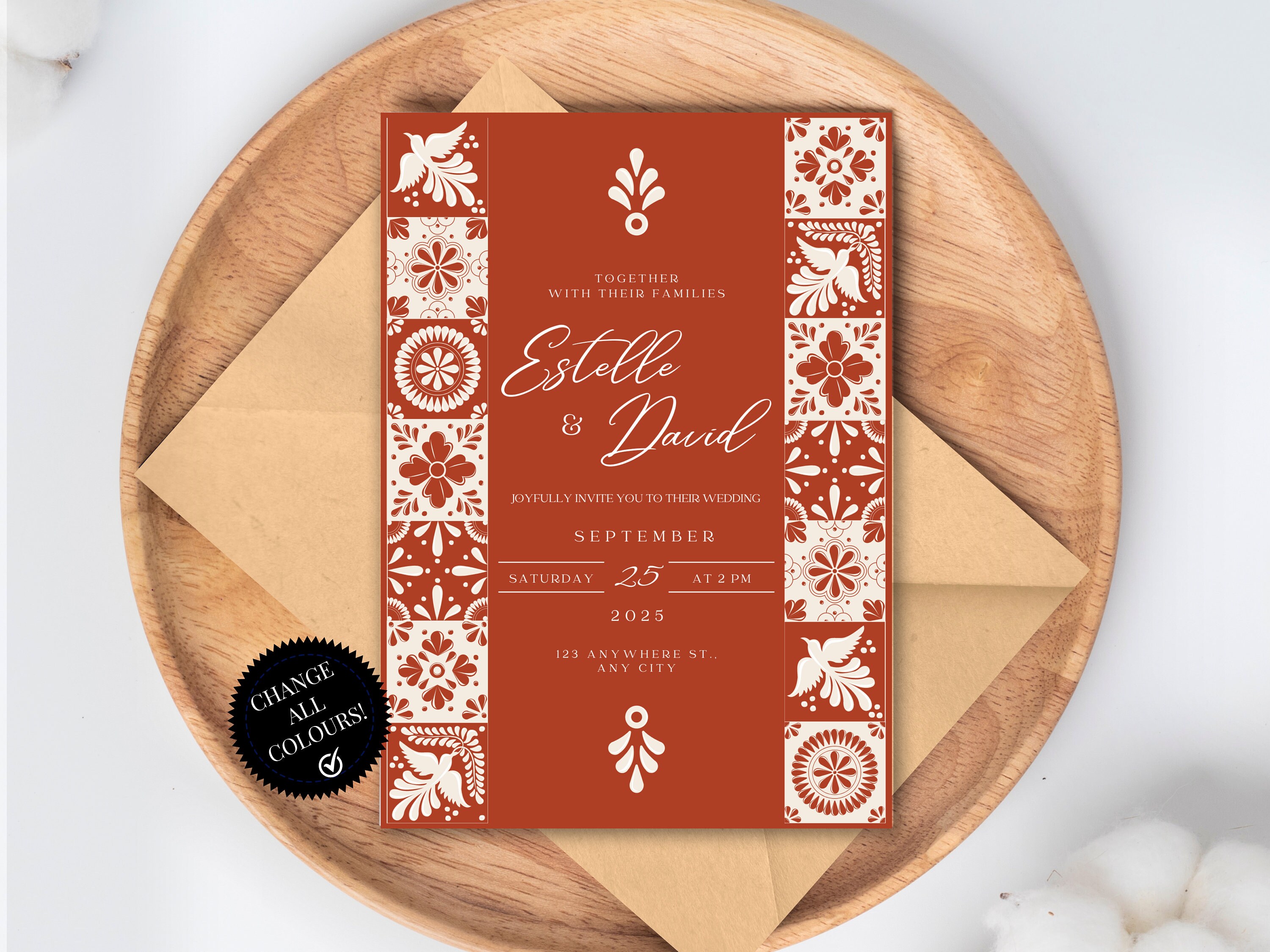 Wedding Invitation Template Bundle | Mexican Talavera Destination ...