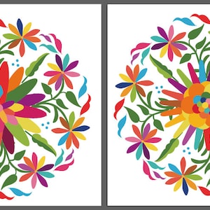 Mexican Flowers | Floral Otomi Designs in Vector | Set of 2 | Digital Files | ClipArt | SVG | PNG | EPS | Adobe Illustrator | Laser svg file