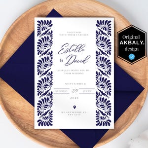 Wedding Invitation & Save the Date Template Set | Mexican Talavera Inspired | Mexican Wedding Invitation | Canva Edit | Instant Download!