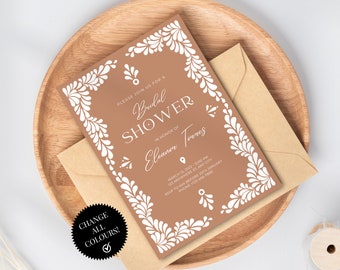Bridal Shower Invitation Talavera Inspired | Unique Bridal Brunch Invite | Bride Shower Invitation Template | CanvaEdit | Instant Download
