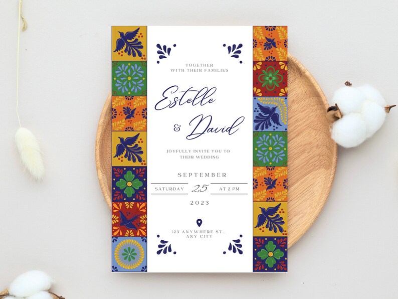 Customizable Mexican Wedding Invitation & Save the Date -colorful ...