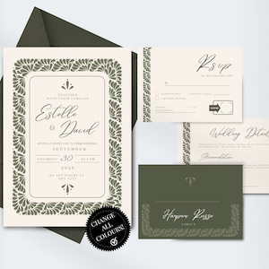 Pacote de modelos de casamento | Convite de casamento inspirado em Talavera moderno e exclusivo, RSVP, detalhes, cartão de lugar | Edição fácil do Canva | Download instantâneo