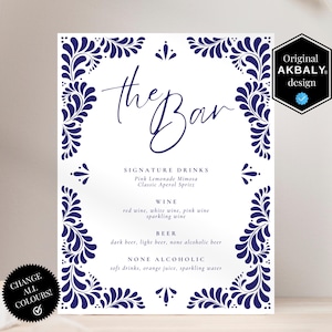 Talavera Bar Menu Template | Talavera Bar Sign Print | Mexican Event Printable Sign | Signature Drink Menu | CanvaEdit | Instant Download
