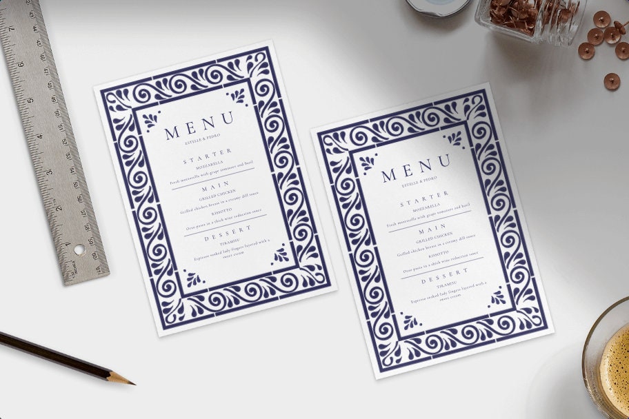 Mexican Talavera Tiles Menu Template #7 - Digital Format for ...
