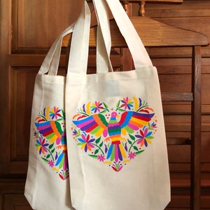 Sac fourre-tout, design mexicain Otomi | Sac fourre-tout en toile| Sac de plage | Sac à provisions | sac d'école | Respectueux de l’environnement | Toile de coton biologique | Cadeau pour elle