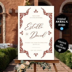 Terracotta Wedding Welcome Sign, Set of 3 | Talavera Inspired Mexican Wedding Decor | Modern Wedding Signage | Canva Edit | Instant Download