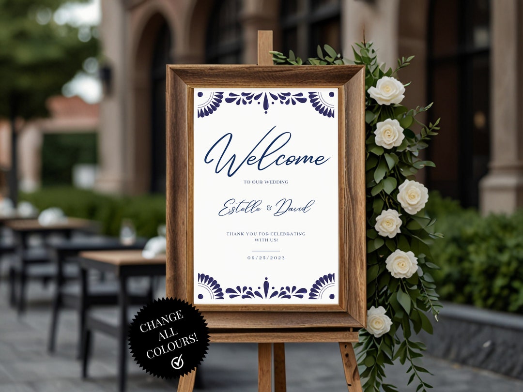 Modern Wedding Welcome Sign Templates Set of 3 Formats Mexican Talavera ...