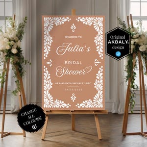Clay Talavera Bridal Shower Welcome Sign Template | Papel Picado Bridal Brunch Decor | Talavera Welcome Sign | CanvaEdit | Instant Download