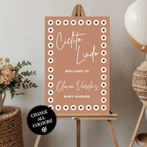 Szablon znaku powitalnego Cielito Lindo Baby Shower | Błotniste oznakowanie baby shower | Znak do wydrukowania na brunch dla dzieci | CanvaEdytuj | Natychmiastowe pobieranie!