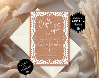 Zaproszenie meksykańskie Cielito Lindo Talavera | Zaproszenie na Baby Shower inspirowane Talaverą | Motyw Barro Cielito Lindo | Canva Edytuj | Natychmiastowe pobieranie