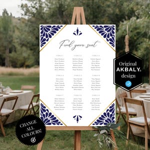 Talavera bruiloft zitplaatsen grafiek set van 6 formaten | Elegante Mexicaanse bruiloftssignalisatie | Bruiloft met Talavera-thema | CanvaBewerken | Direct downloaden!