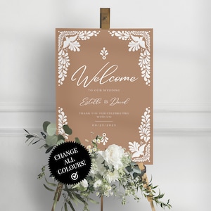 Modern Wedding Welcome Sign Templates | Set of 3 Formats | Mexican Talavera Inspired | Wedding Signage | Easy Canva Edit | Instant Download