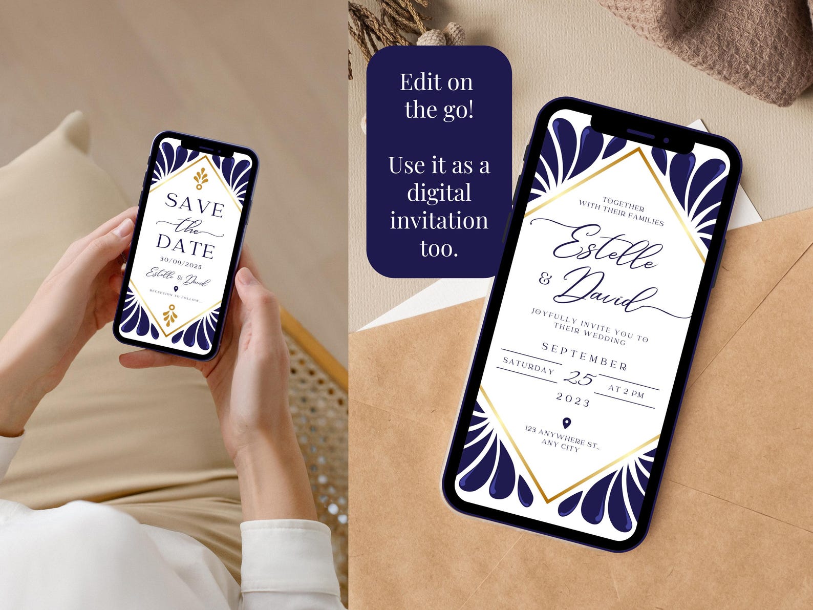 Utcom Invite Wedding Invitation & Save the Date Template Set, Mexican Talavera ...