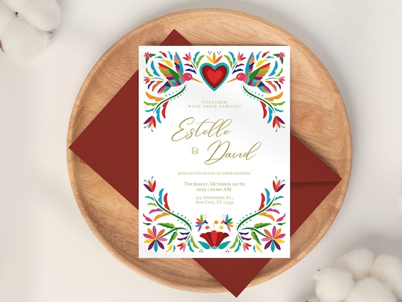 Mexican Wedding Invitation & Save the Date Template Set | Colorful