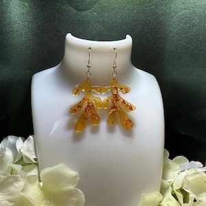 Coral Dangle Earrings, Matisse Inspired Resin Earrings
