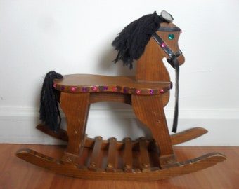 vintage antique wooden rocking horse