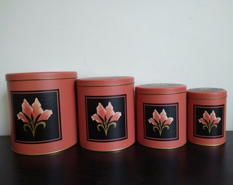 Vintage House of Lloyd Set of 4 Nesting Tins Cinnamon Blossom Canister