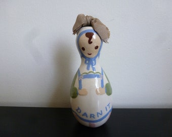 Vintage 1940’s, Darn It! Sock “Darning Dodo” Doll, Cleminson Pottery