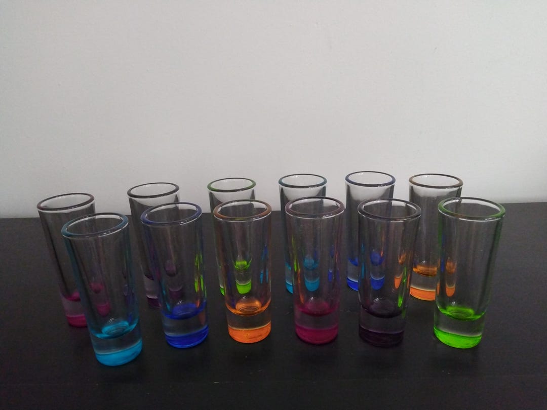 Libbey Troyano Multi-Color Shot Glasses - Set Of 6 Colorful 2-Ounce Shooter Glasses