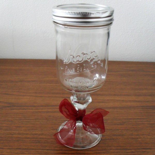 Kerr Self-Sealing Mason Jar with Stand / Clear Glass Jar with Foot & Stem Goblet