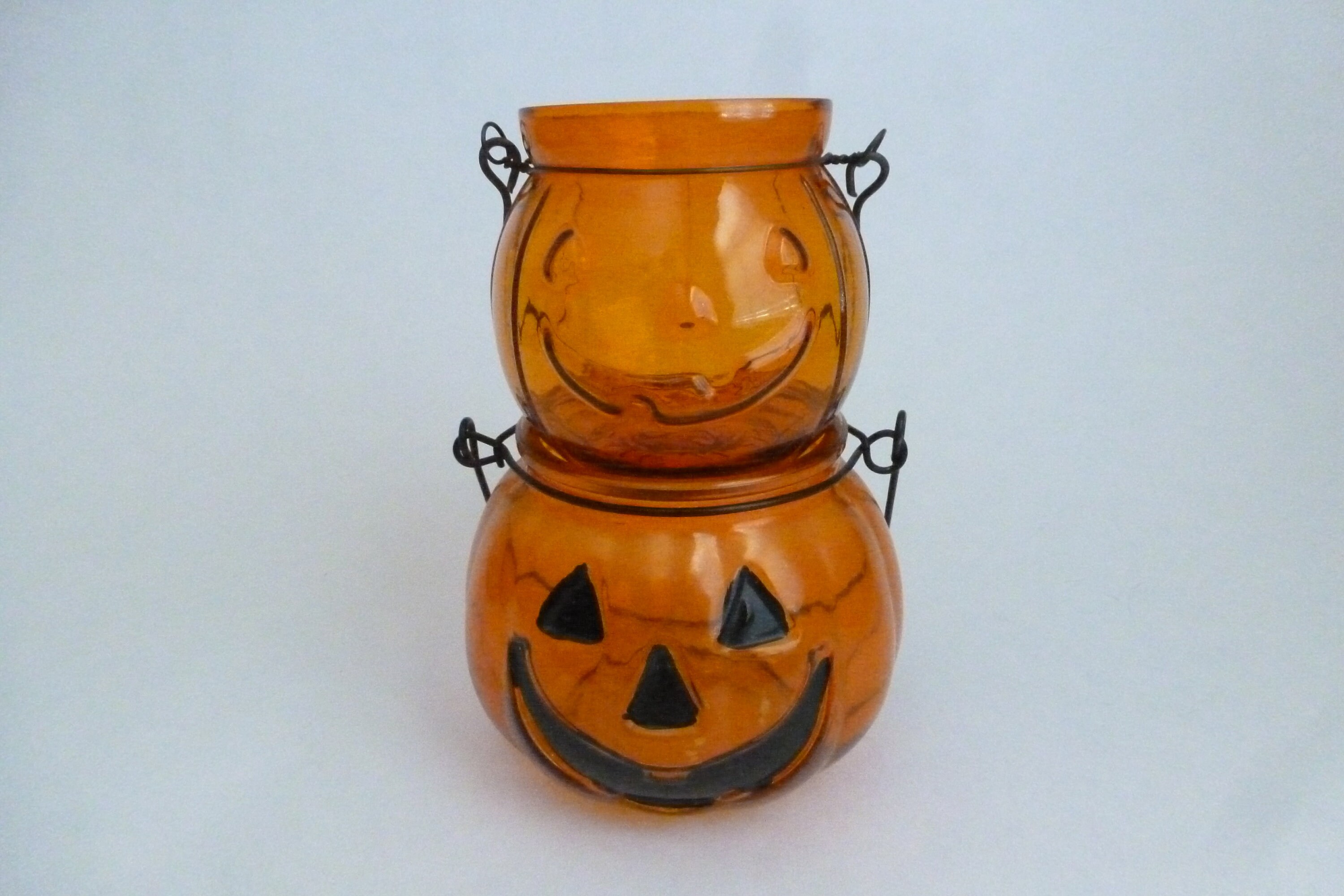 Halloween Pumpkin Glass Candle Holders set of 2 Etsy