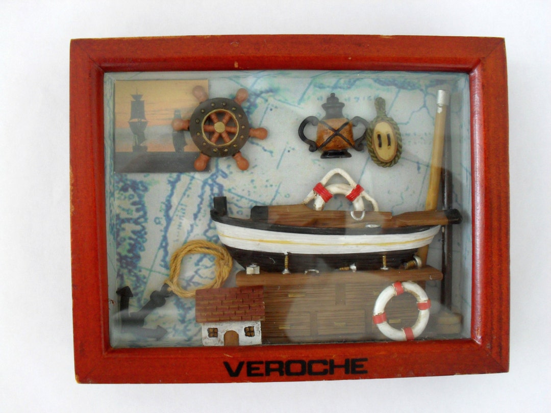 Vintage Small Nautical Shadow Box Wall Hanging / 3D Boating Shadow Box ...