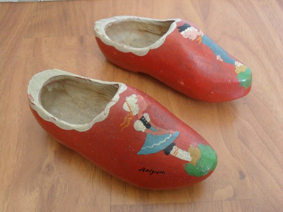 Vintage Dutch Wooden Child Clogs Belgium Hand Pai… - image 3