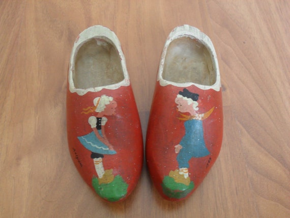 Vintage Dutch Wooden Child Clogs Belgium Hand Pai… - image 1