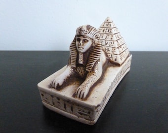 Egyptian Sphinx Statue with Hieroglyphics Egyptian Déco