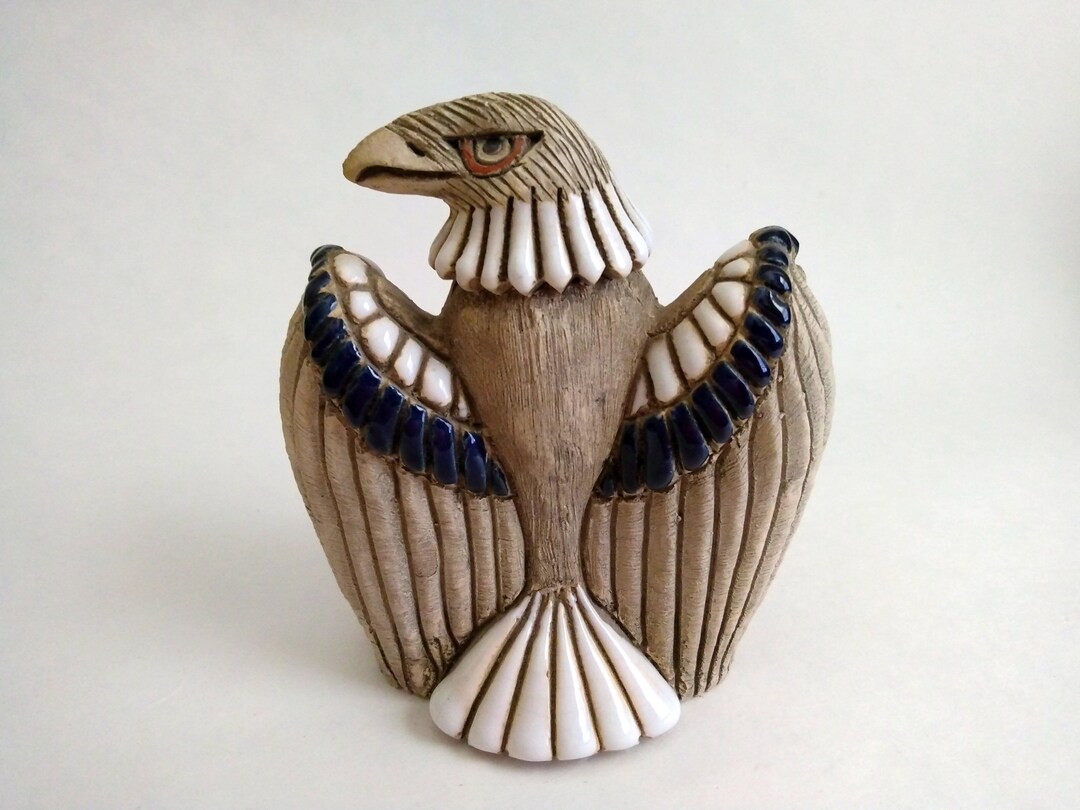 Artesania Rinconada Art Pottery Eagle Figurine Vintage Uruguay Signed