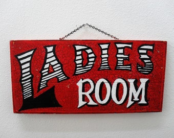 Vintage George Nathan Ladies Room Wood Sign