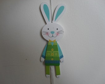 Bunny Rabbit Wooden Pull String Toy Puppet Jumping Jack