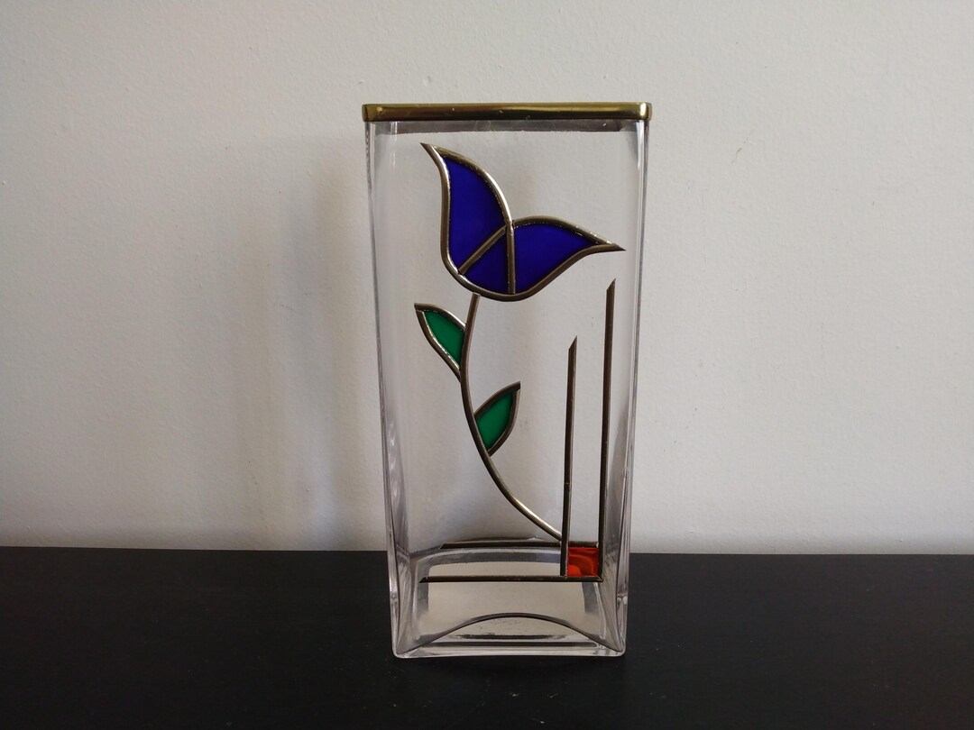 Art Nouveau Design Stained Glass Floral Vase Hand Crafted by Michael ...