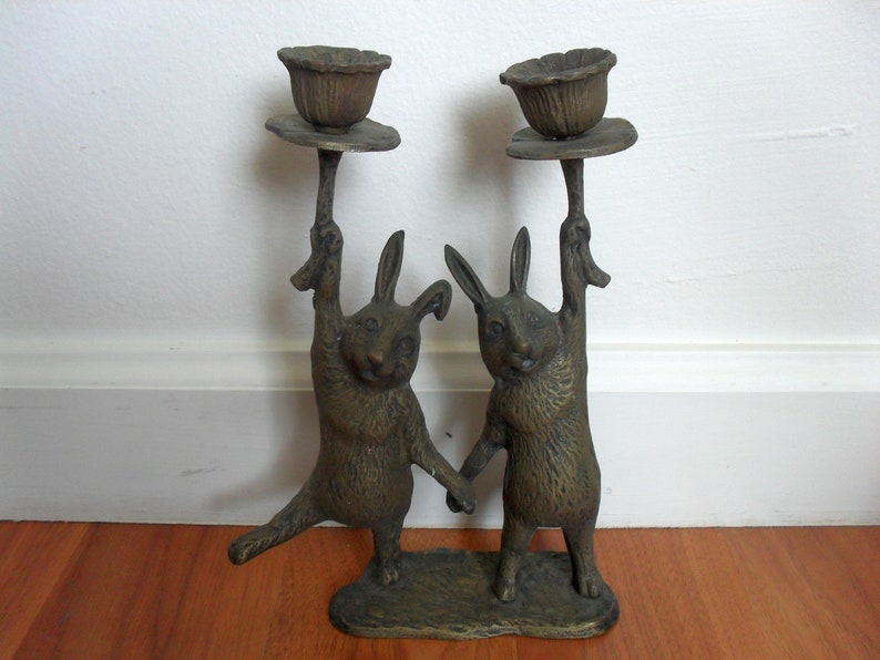 Vintage Brass Rabbit Bunny Candle Holders Etsy