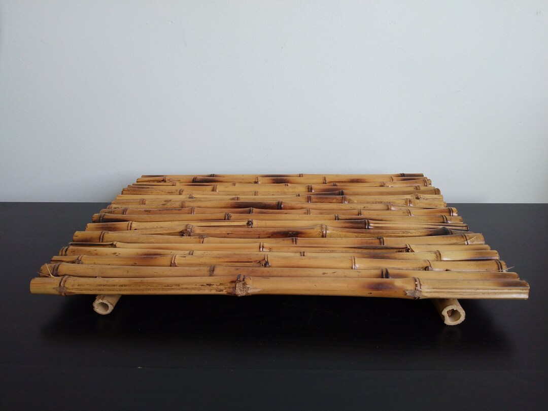 Vintage Bamboo Raft / Bamboo Tray / Bamboo Display Stand / Flower Arrangement Etsy