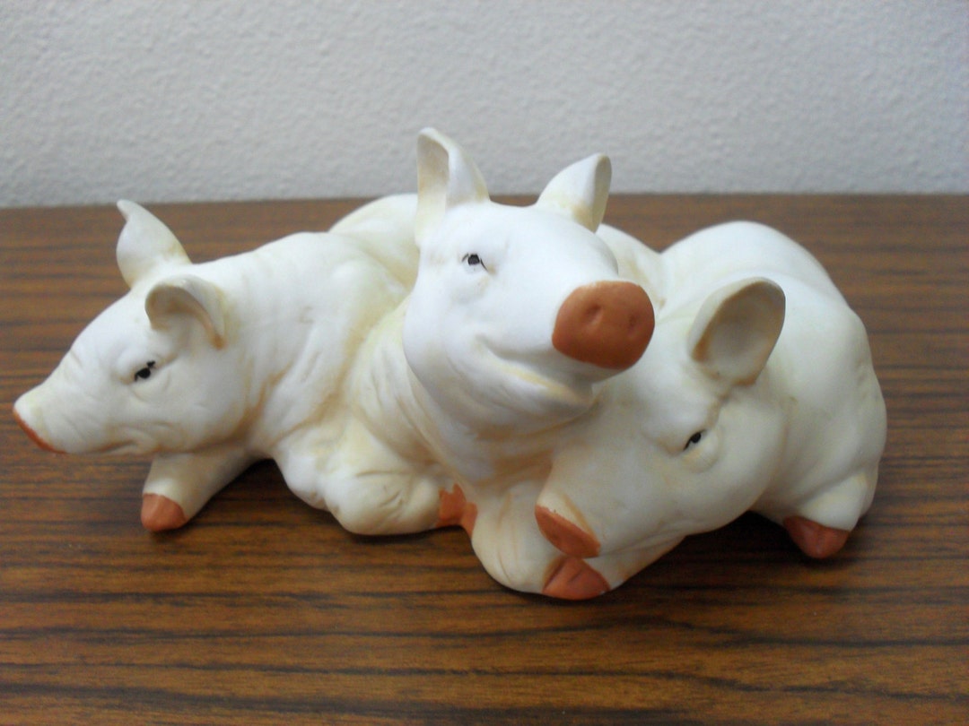 Three Pigs Figurine Alfretto Porcelain Pigs Collector's Series Farmhouse Deco. Etsy