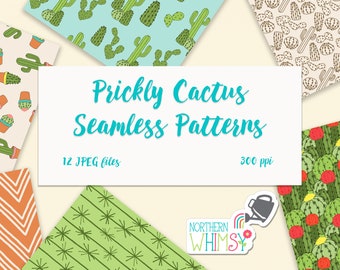 Cactus Seamless Patterns - "Prickly Cacti" digital paper