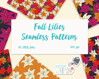 Lily Seamless Patterns - dramatic fall floral digital paper