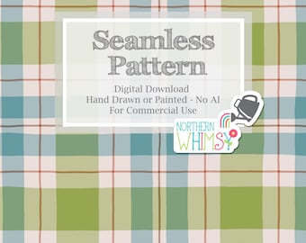 Dad Plaid - Blue and Green Plaid Seamless Pattern for Commercial Use - Great for Father's Day!