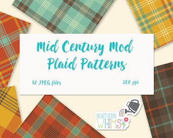 Retro Digital Paper - "Mid Century Mod" plaid patterns