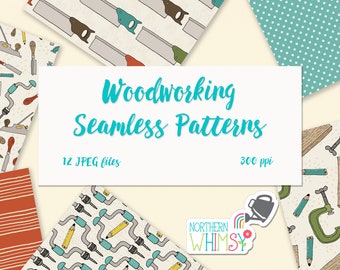 Father's Day Digital Paper | Woodworking Seamless Patterns