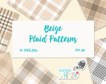 Beige Plaid Digital Paper - neutral plaid patterns